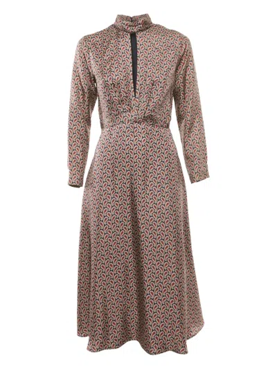 Pre-owned Sandro Paisley-print Silk Dress In Blue