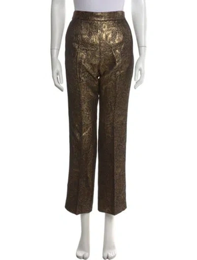 Pre-owned Sandro Paisley Print Straight Leg Pants In Brown