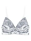 Sandro Womens Naturels Bandana-print V-neck Cropped Linen-blend Crop Top In White