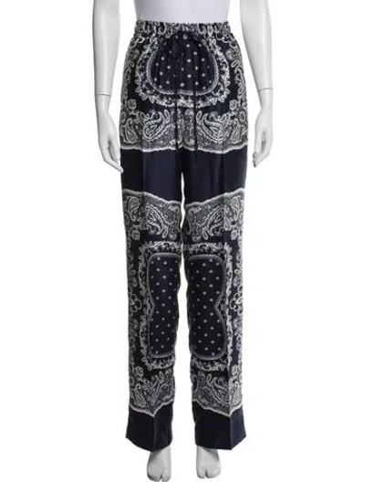 Pre-owned Sandro Paisley Print Wide Leg Pants In Blue