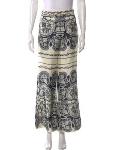 Pre-owned Sandro Paisley Print Wide Leg Pants In Neutral