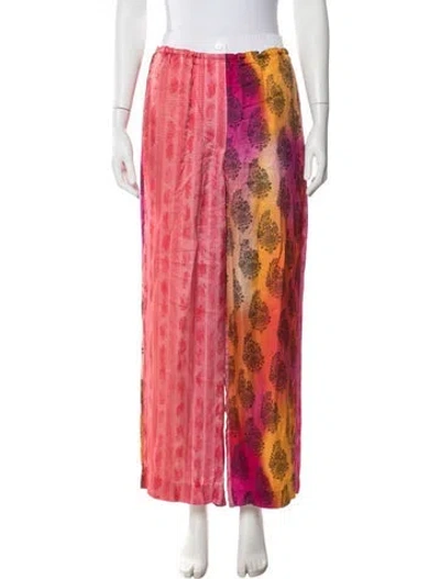 Pre-owned Sandro Paisley Print Wide Leg Pants In Pink