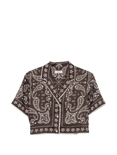 Sandro Paisley-print Cropped Shirt In Brown