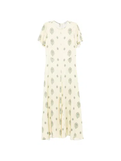 Sandro Paisley-print Ruffled Dress In White