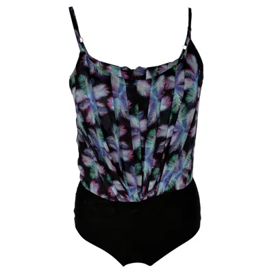 Sandro Palm Tree Print Bodysuit In Black Polyester
