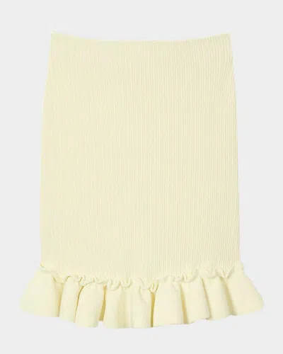 Sandro Pamplemousse Knit Ruffle-hem Mini Skirt In Jaunes / Oranges