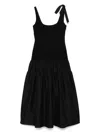 Sandro Lolie Mixed-media Midi Dress In Black