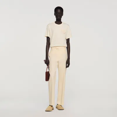 Sandro Pantalon Large En Coton In Neutral