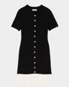 Sandro Paradis Pleated-hem Mini Dress In Black / Ecru
