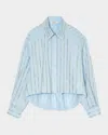 Sandro Paradise Embellished Button-front Shirt In Sky Blue