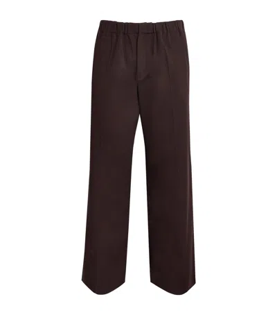 Sandro Paris Alpha Cotton Wide-leg Trousers In Brown