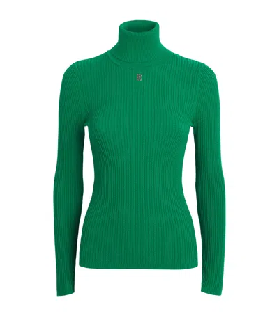 Sandro Paris Cable-knit Rollneck Sweater In Green