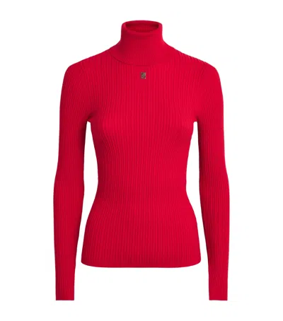 Sandro Paris Cable-knit Rollneck Sweater In Red