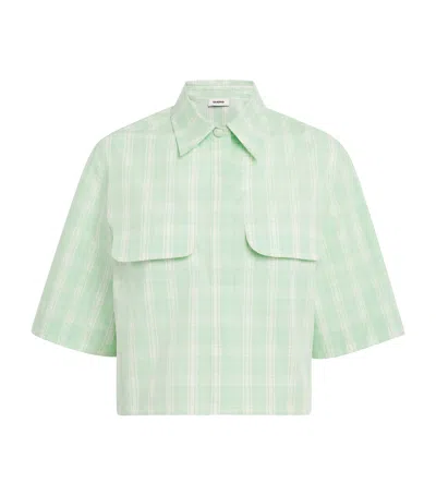 Sandro Paris Cotton Check Shirt In Green