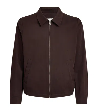 Sandro Paris Cotton Collared Jacket In Brown
