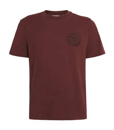 Sandro Paris Cotton Crochet T-shirt In Brown