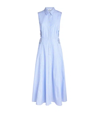 Sandro Paris Cotton Embellished Shirt Dress In Blue