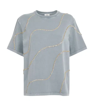 Sandro Paris Cotton Embellished T-shirt In Black