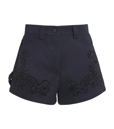 Sandro Paris Cotton Embroidered Shorts In Black