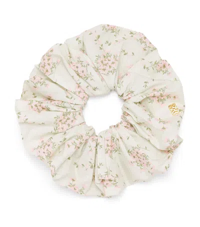 Sandro Paris Cotton Floral Scrunchie In Pink