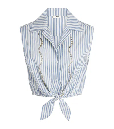 Sandro Paris Cotton Layered T-shirt In Blue
