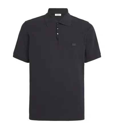 Sandro Paris Cotton Logo Polo Shirt In Black
