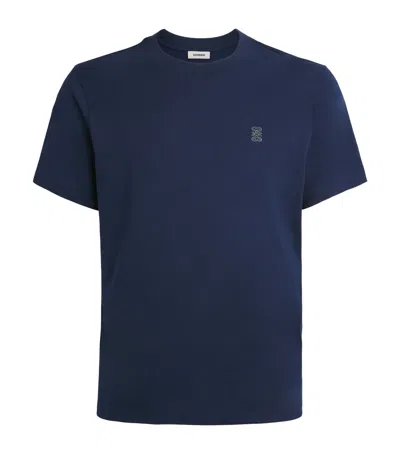 Sandro Paris Cotton Logo-patch T-shirt In Blue
