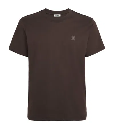 Sandro Paris Cotton Logo-patch T-shirt In Brown