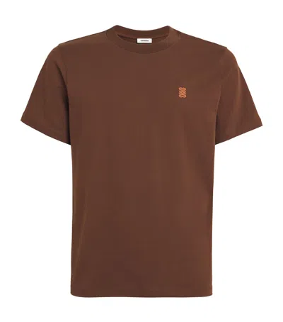 Sandro Paris Cotton Logo-patch T-shirt In Brown