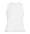 Sandro Paris Cotton Ruffle Sleeveless Top In White