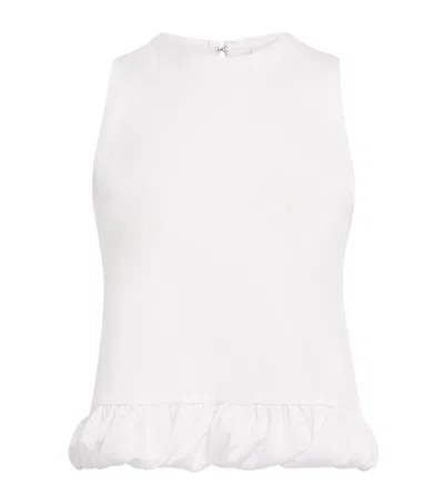 Sandro Paris Cotton Ruffle Sleeveless Top In White