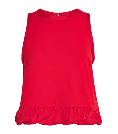 Sandro Paris Cotton Ruffled Tank Top In Red