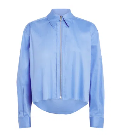 Sandro Paris Cotton Zipped Shirt In Blue