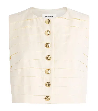 Sandro Paris Cotton-blend Sleeveless Crop Top