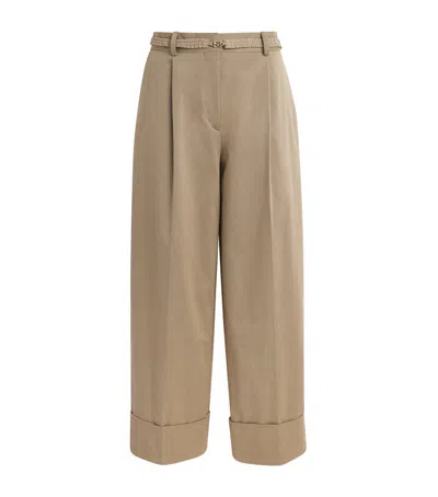 Sandro Paris Cotton-blend Wide Pleated Trousers