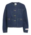 Sandro Paris Crest-button Denim Jacket In Blue