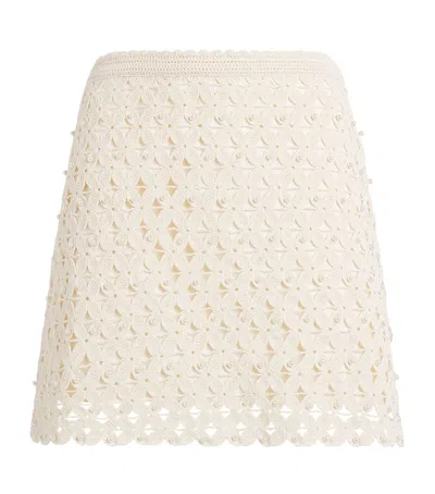 Sandro Paris Crochet Beaded Skirt In Gold