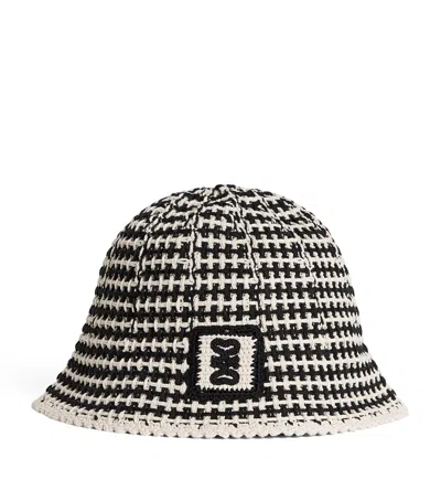 Sandro Paris Crochet Bucket Hat In Black