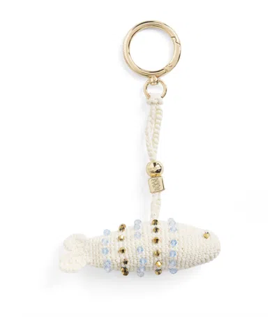 Sandro Paris Crochet Fish Keyring In Beige