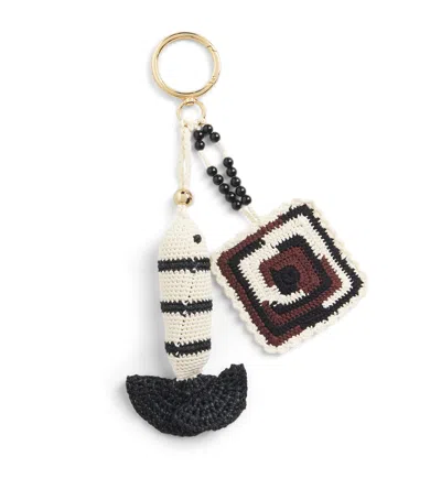 Sandro Paris Crochet Fish Keyring In Beige