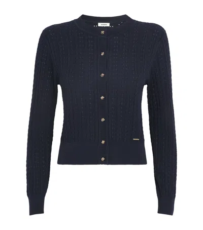 Sandro Paris Cropped Openwork Cardigan In Blue