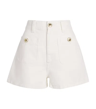 Sandro Paris Denim High-waist Shorts In White