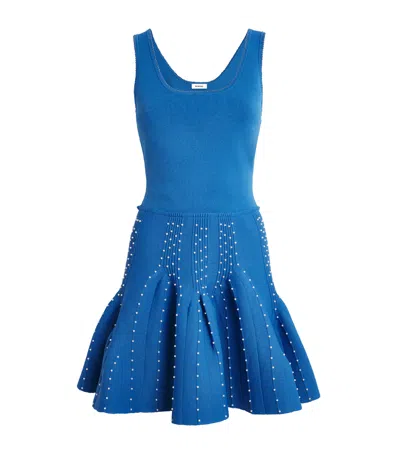 Sandro Paris Embellished Knit Mini Dress In Blue