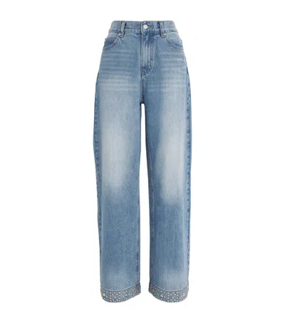 Sandro Paris Embellished Straight-leg Jeans In Blue