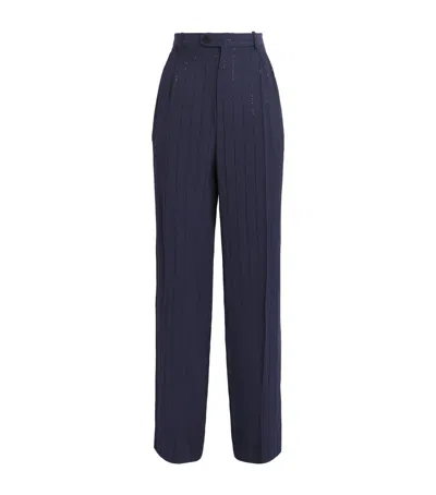 Sandro Paris Embellished Stripe Trousers In Blue