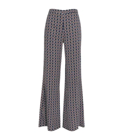 Sandro Paris Floral Print Flared Trousers In Blue
