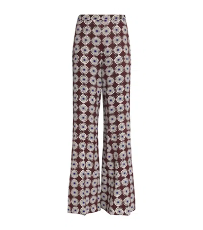 Sandro Paris Floral Print Flared Trousers In Brown
