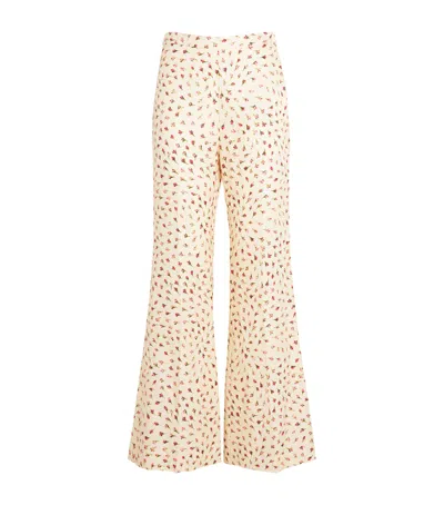 Sandro Paris Floral Print Flared Trousers In Yellow