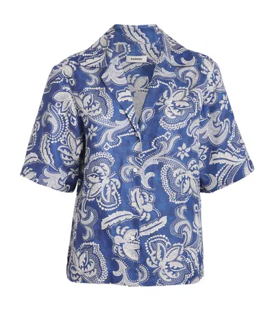 Sandro Paris Floral Short-sleeve Shirt In Blue