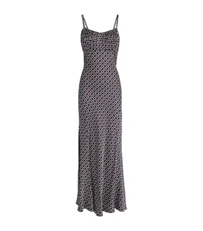Sandro Paris Floral Slip Maxi Dress In Blue